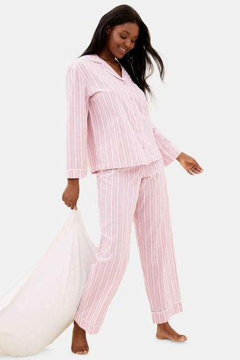 Buy Marks Spencer Cotton Lounge Pants Pink Mix at Rs.1500